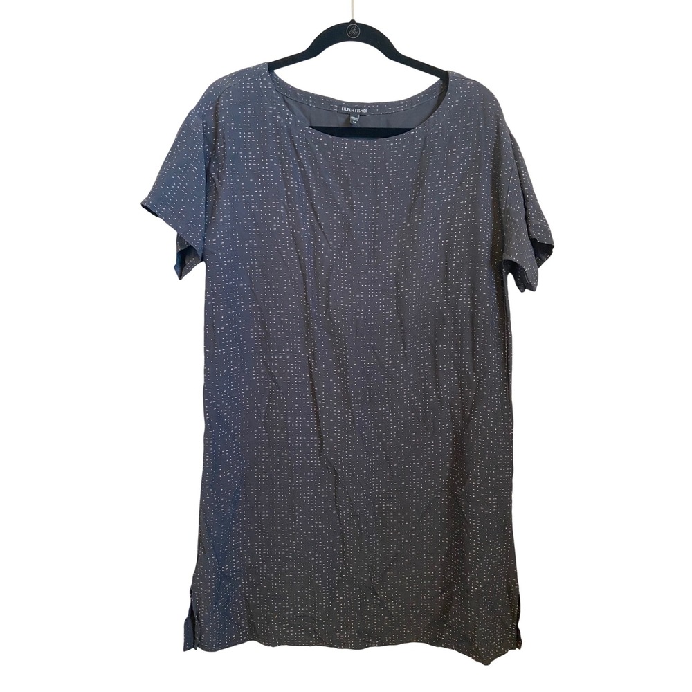 Eileen Fisher Gray Dot Print Shift Dress Size Small